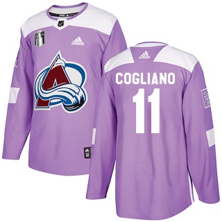 Youth Andrew Cogliano Colorado Avalanche Adidas Fights Cancer Practice 2022 Stanley Cup Final Patch Jersey - Authentic Purple