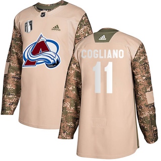 Youth Andrew Cogliano Colorado Avalanche Adidas Veterans Day Practice 2022 Stanley Cup Final Patch Jersey - Authentic Camo