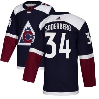 Youth Carl Soderberg Colorado Avalanche Adidas Alternate Jersey - Authentic Navy