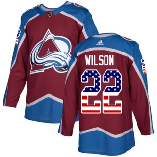 Youth Colin Wilson Colorado Avalanche Adidas Burgundy USA Flag Fashion Jersey - Authentic Red