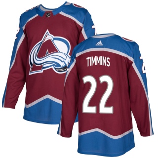 Youth Conor Timmins Colorado Avalanche Adidas Burgundy Home Jersey - Authentic