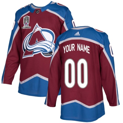 Youth Custom Colorado Avalanche Adidas Custom Burgundy Home 2022 Stanley Cup Champions Jersey - Authentic