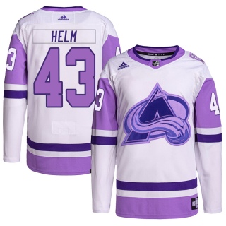 Youth Darren Helm Colorado Avalanche Adidas Hockey Fights Cancer Primegreen Jersey - Authentic White/Purple