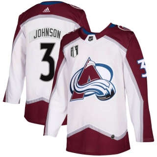 Youth Jack Johnson Colorado Avalanche Adidas 2020/21 Away 2022 Stanley Cup Final Patch Jersey - Authentic White