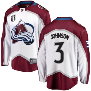 Youth Jack Johnson Colorado Avalanche Fanatics Branded Away 2022 Stanley Cup Final Patch Jersey - Breakaway White