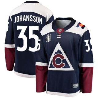 Youth Jonas Johansson Colorado Avalanche Fanatics Branded Alternate 2022 Stanley Cup Final Patch Jersey - Breakaway Navy