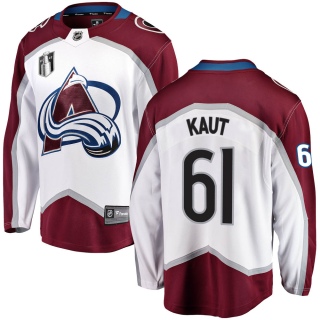 Youth Martin Kaut Colorado Avalanche Fanatics Branded Away 2022 Stanley Cup Final Patch Jersey - Breakaway White