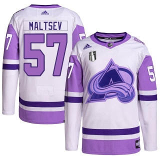 Youth Mikhail Maltsev Colorado Avalanche Adidas Hockey Fights Cancer Primegreen 2022 Stanley Cup Final Patch Jersey - Authentic 