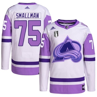 Youth Spencer Smallman Colorado Avalanche Adidas Hockey Fights Cancer Primegreen 2022 Stanley Cup Final Patch Jersey - Authentic